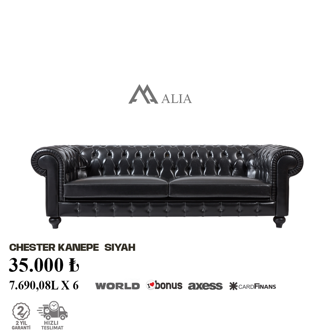 Chester Kanepe Siyah