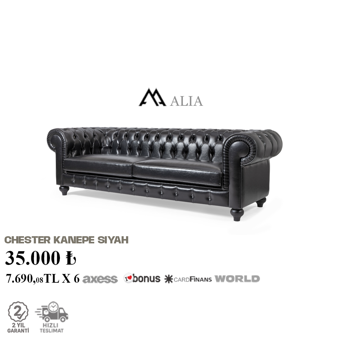 Chester Kanepe Siyah