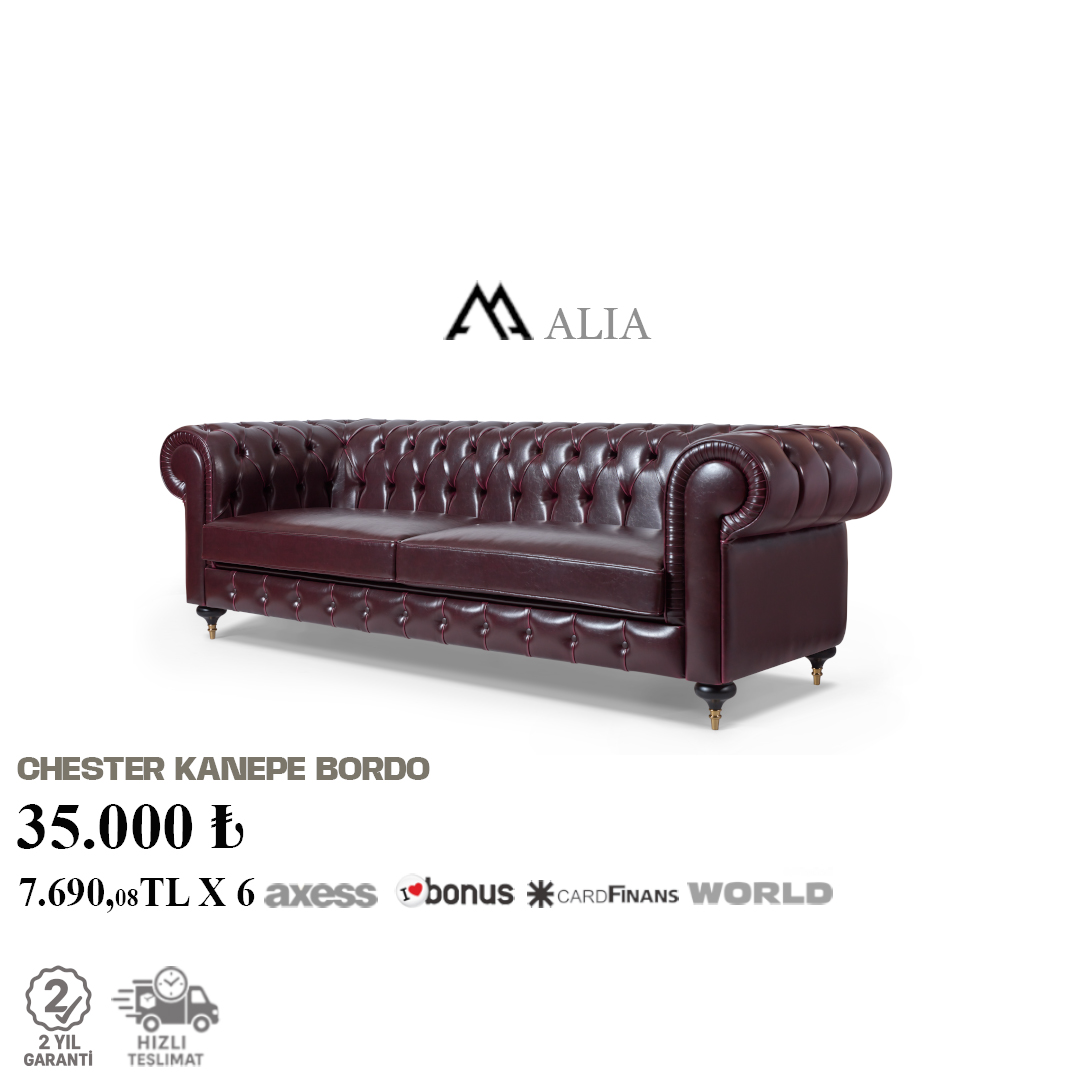 Chester Kanepe Bordo