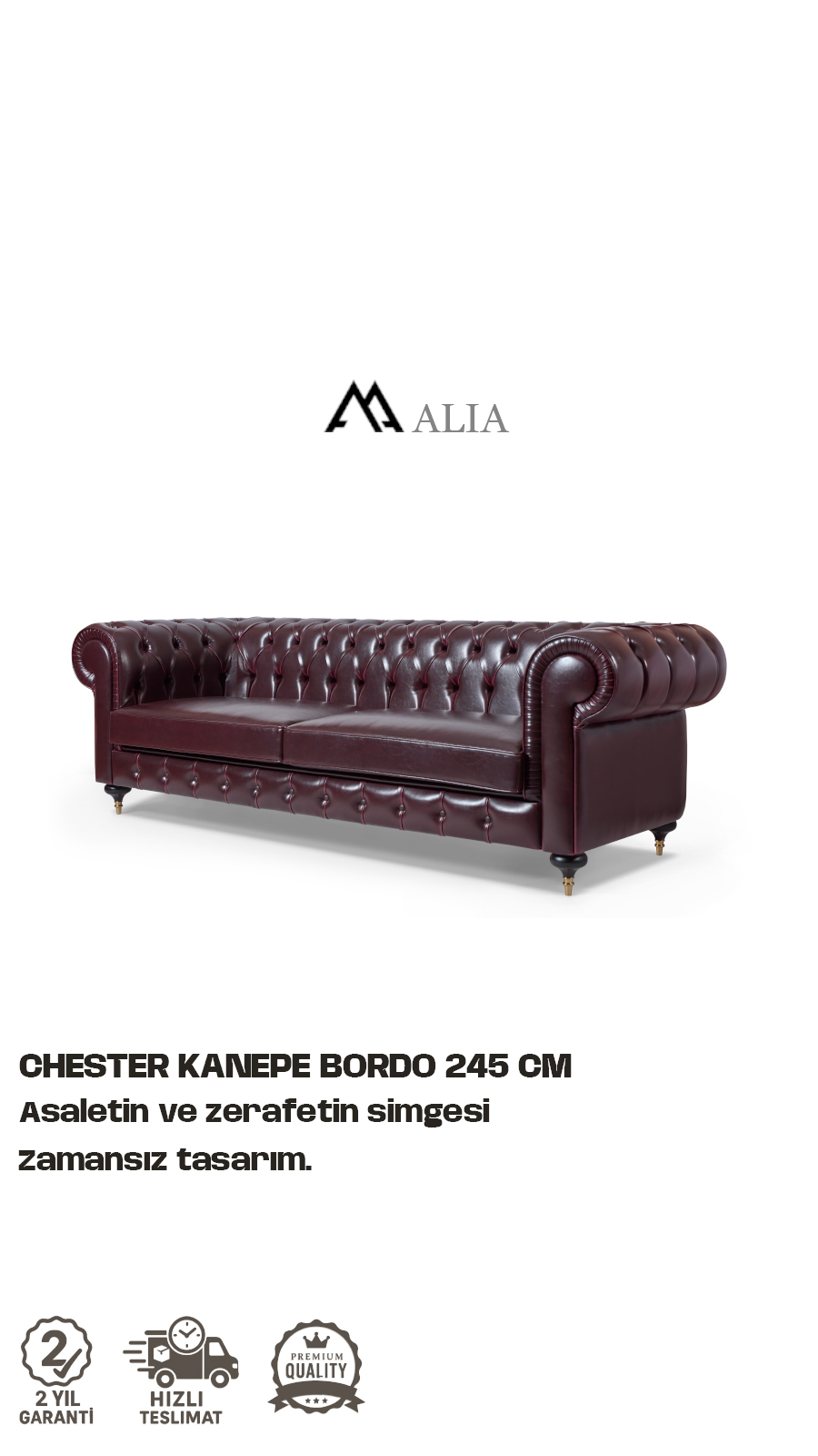 Chester Kanepe Bordo