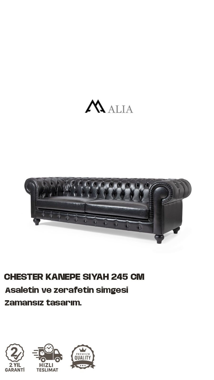 Chester Kanepe Siyah