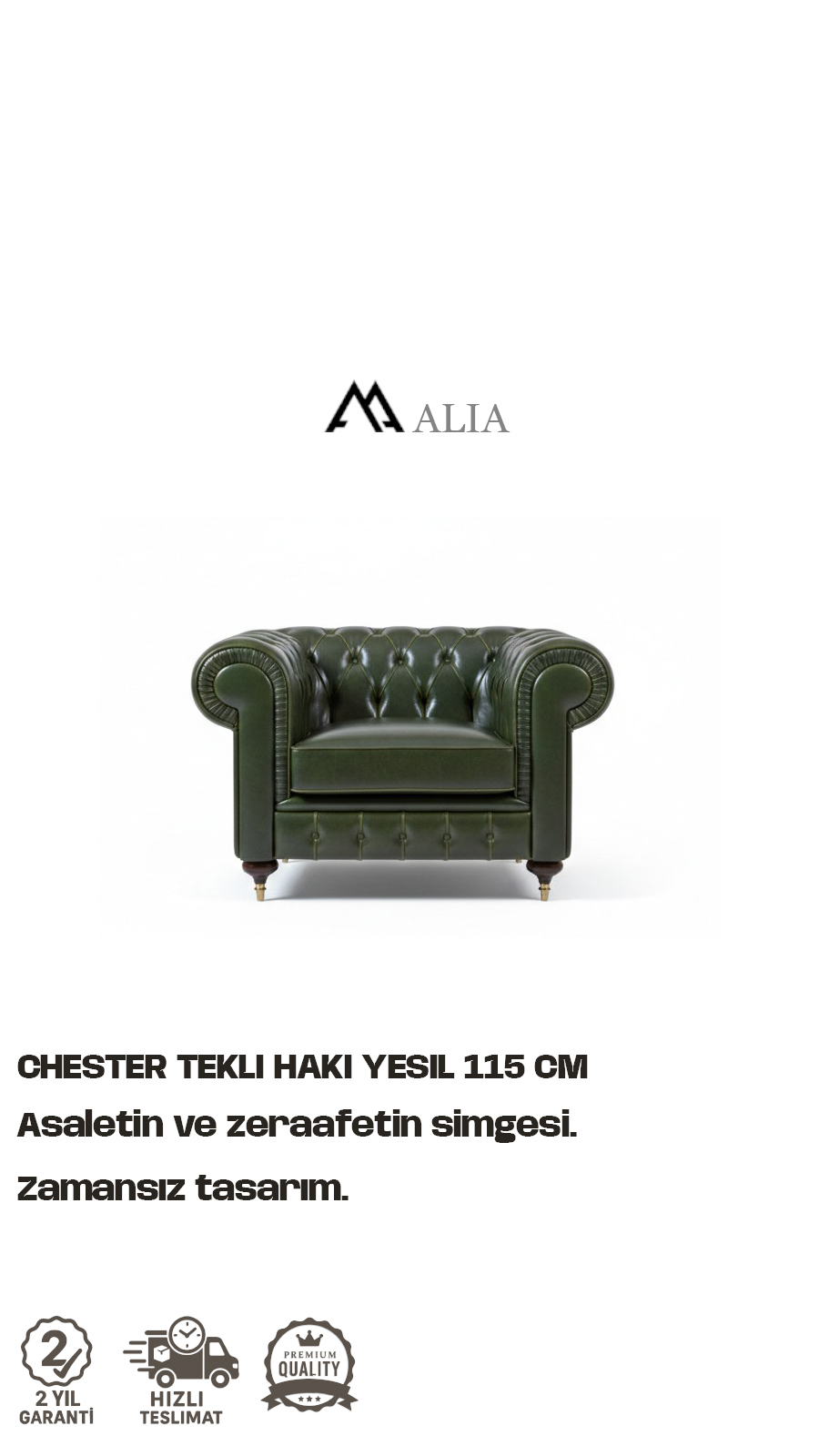 Chester Tekli KoltuK Haki Yeşil